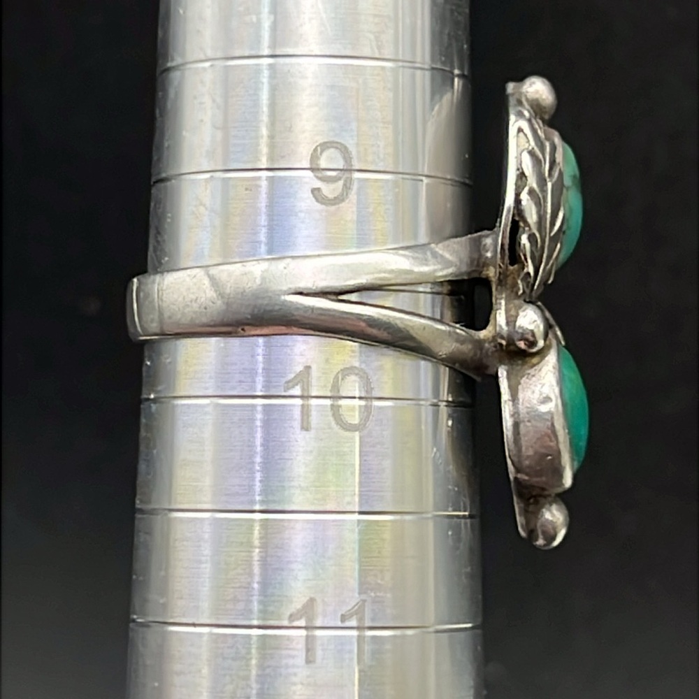 Native American Sterling Silver Turquoise split shank ring, size 9.5 vintage - Picture 9 of 10